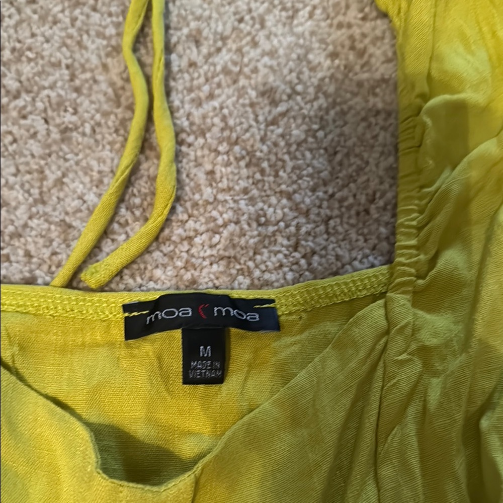 Chartreuse Ruffle Button-Up Women's Top - Picture 2 of 3